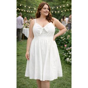 TORRID 2 Summer Dress NEW Plus Size 18/20 White Cotton Stretch Spaghetti Strap
